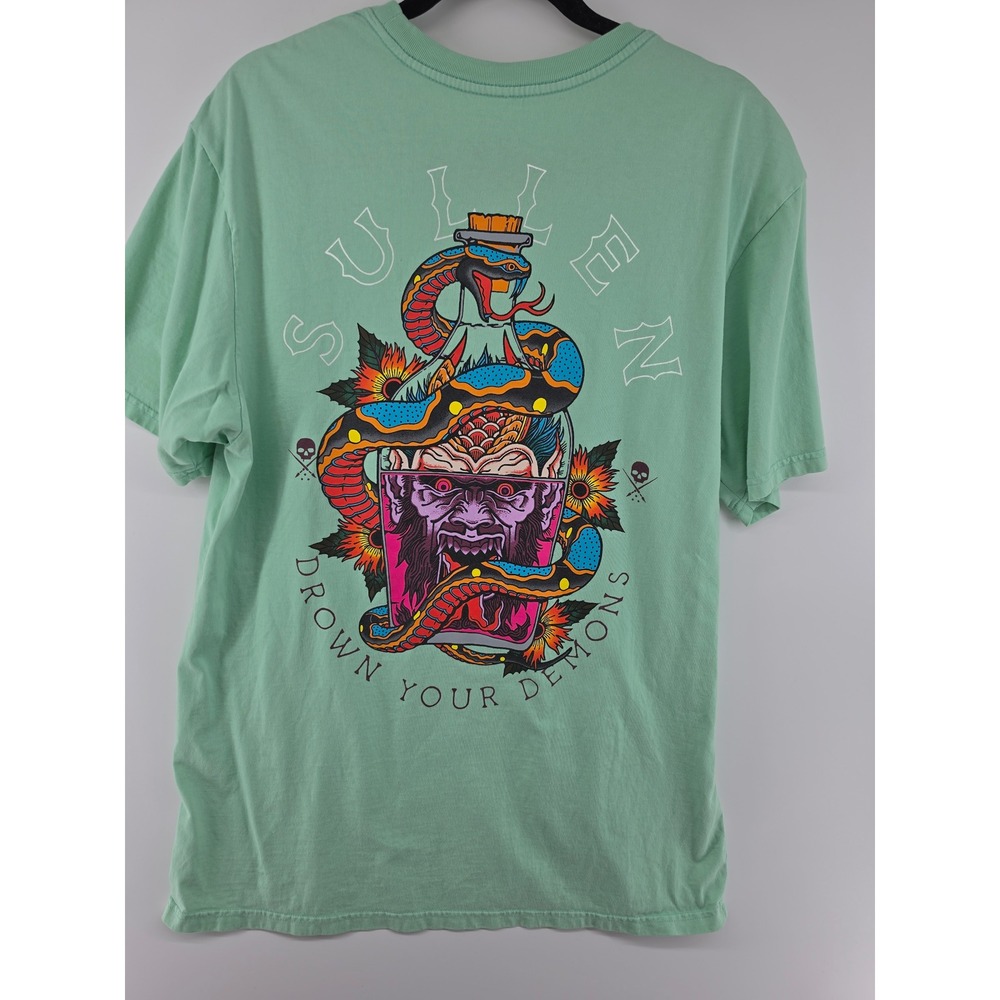 Sullen Art Collective Drown Your Demons Graphic T-Shirt XL Seafoam Green Mens - Picture 5 of 8
